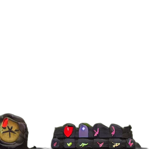 shoes, weapon, crown, staff, concept art, pixel art, fantasy art, 3d render transparent PNG cut-out