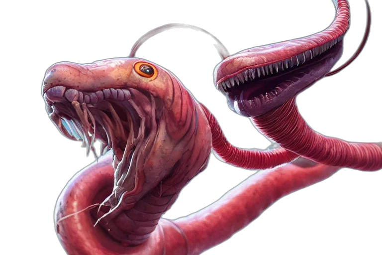 creature, animal, dragon, concept art, photorealistic, 3d render, screaming, worm transparent PNG cut-out