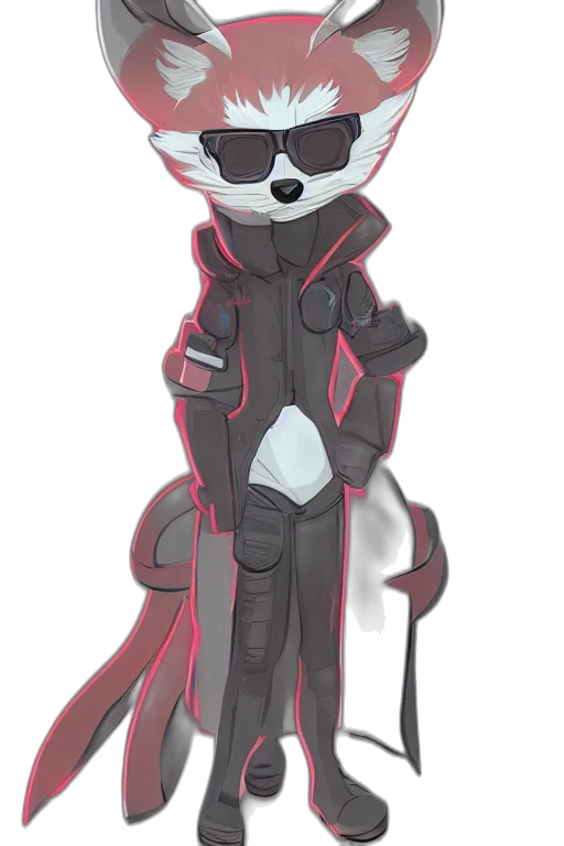 jacket, staff, robot, mask, concept art, pixel art, 3d render, cyberpunk transparent PNG cut-out