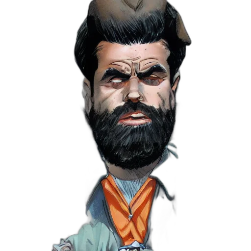 staff, face, cartoon, concept art, photorealistic, comic book art, portrait, young transparent PNG cut-out