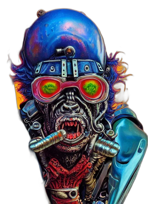 robot, mask, staff, face, cyberpunk, concept art, comic book art, fantasy art transparent PNG cut-out