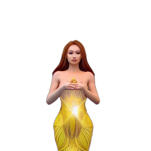 dress, jewelry, 3d render, fantasy art, concept art, pixel art, underwater, golden transparent PNG cut-out