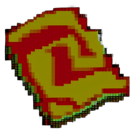 crown, staff, robot, face, pixel art, 3d render, concept art, red transparent PNG cut-out
