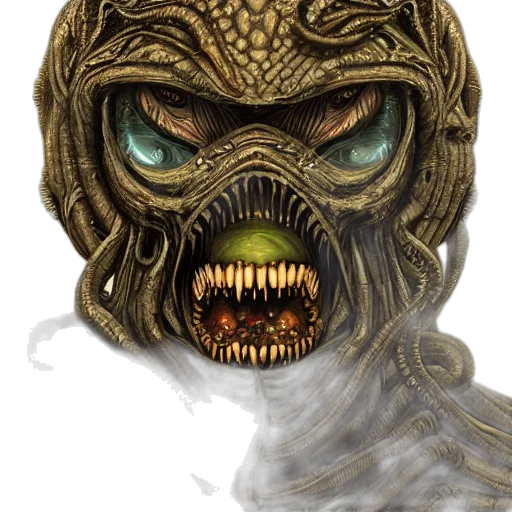 mask, creature, face, concept art, fantasy art, comic book art, photorealistic, portrait transparent PNG cut-out