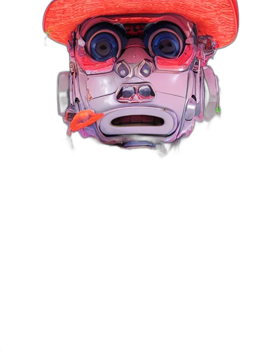 mask, face, robot, crown, 3d render, vaporwave, cyberpunk, concept art transparent PNG cut-out
