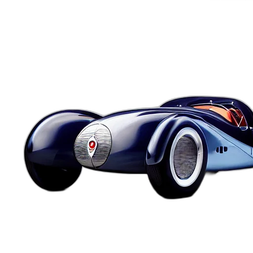 car, 3d render, concept art, photorealistic, retro, futuristic, bugatti, type transparent PNG cut-out