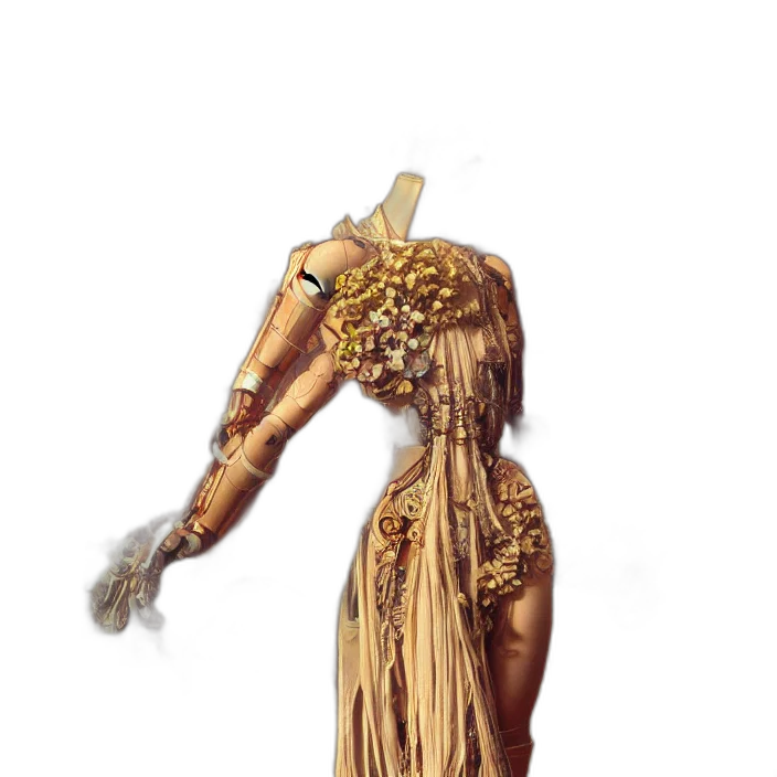 dress, staff, hair, mask transparent PNG cut-out