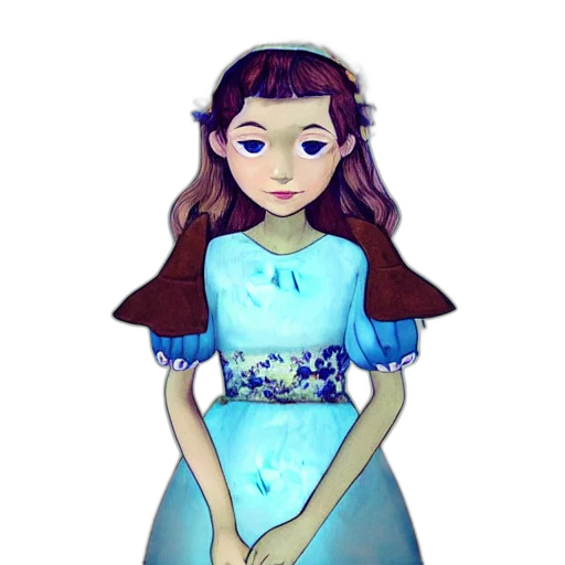 dress, crown, fantasy art, watercolor, cartoon, concept art, blue, pastel transparent PNG cut-out