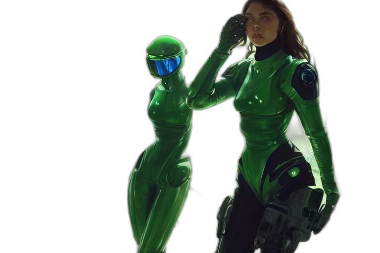 robot, concept art, 3d render, cyberpunk transparent PNG cut-out