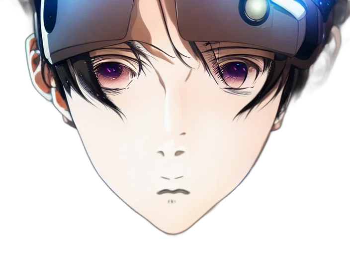 robot, face, mask, hat, anime, cartoon, concept art, vaporwave transparent PNG cut-out