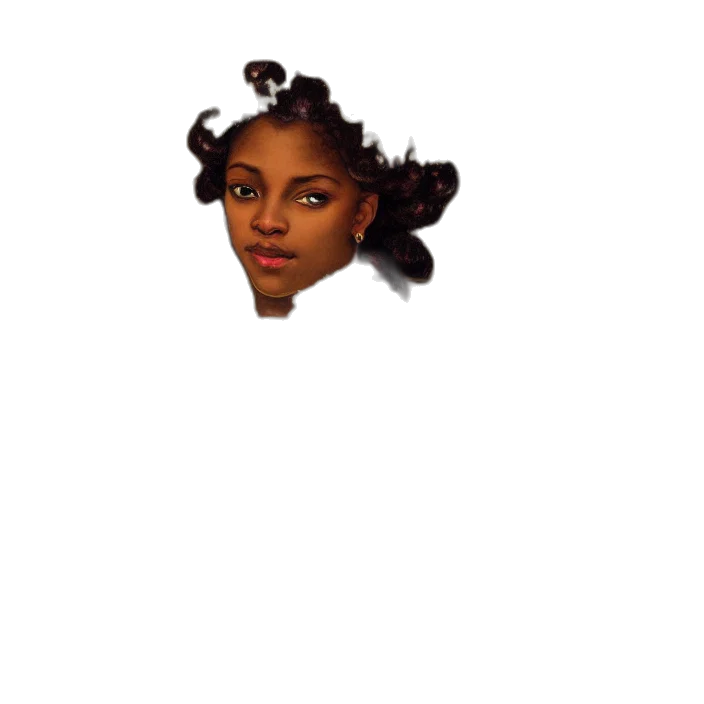 crown, hair, face, staff transparent PNG cut-out
