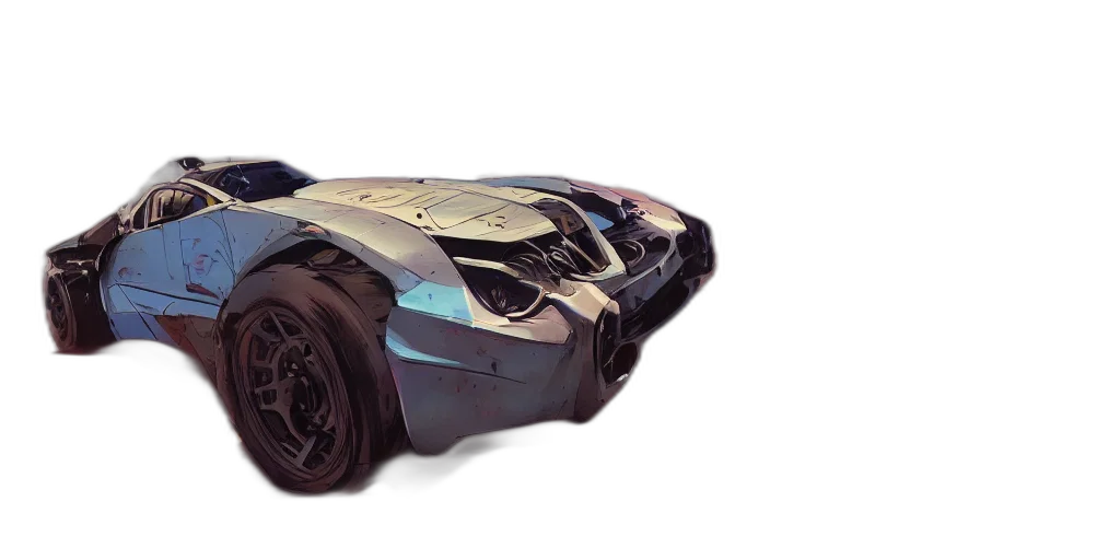 car, weapon, concept art, 3d render, watercolor, photorealistic, dark, blue transparent PNG cut-out