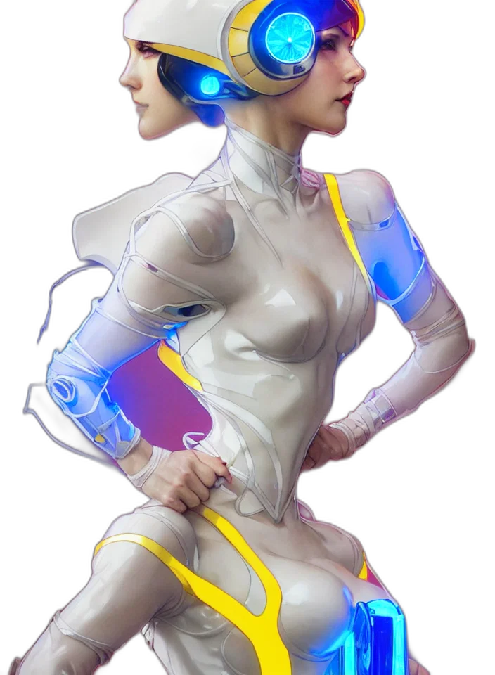 robot, jewelry, dress, cyberpunk transparent PNG cut-out