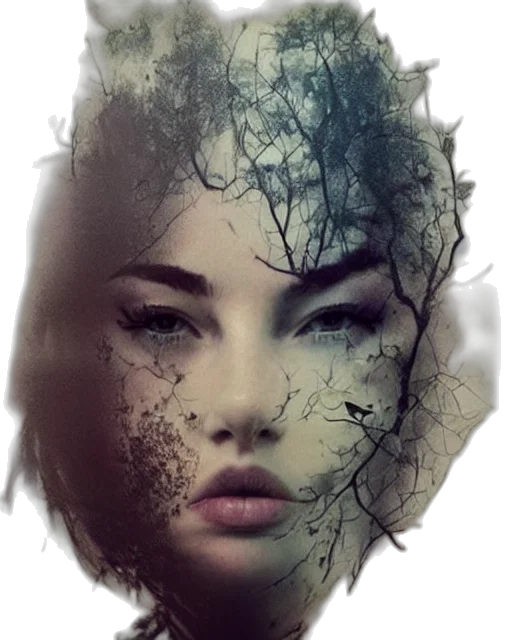 face, mask, creature, hair, photorealistic, fantasy art, concept art, cyberpunk transparent PNG cut-out