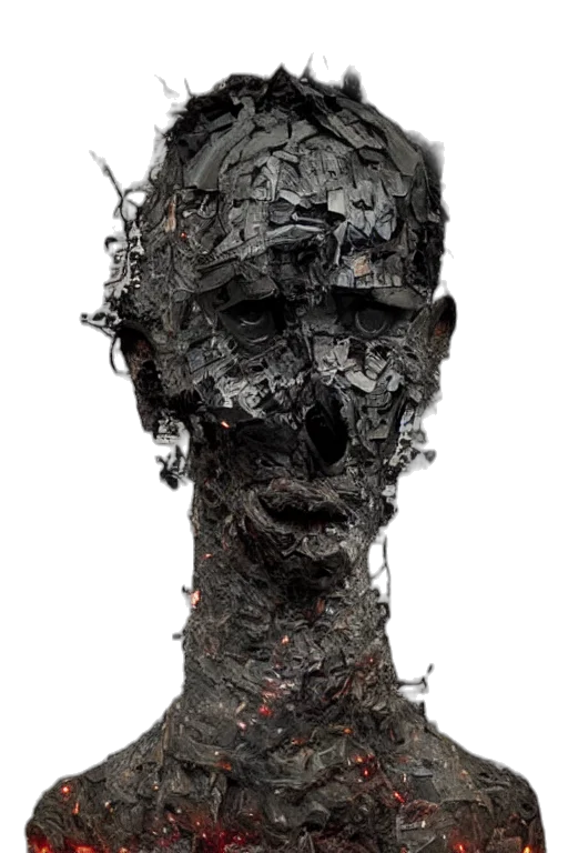 face, mask, robot, staff, concept art, 3d render, photorealistic, cyberpunk transparent PNG cut-out
