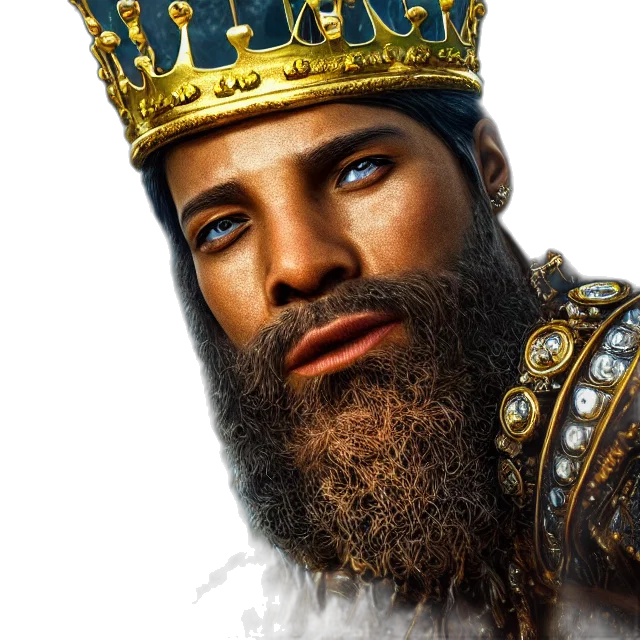 crown, face, sword, jewelry, photorealistic, fantasy art, concept art, 3d render transparent PNG cut-out