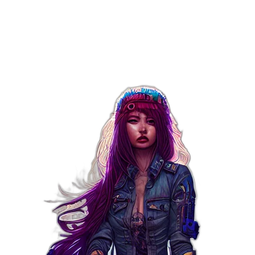 jacket, face, hair, hat, cyberpunk, concept art, fantasy art, pixel art transparent PNG cut-out