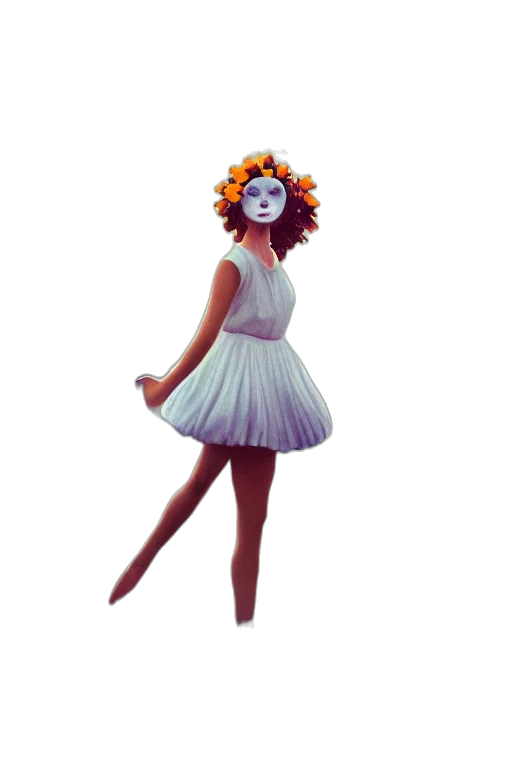 dress, flower, crown, mask, concept art, pixel art, fantasy art, 3d render transparent PNG cut-out