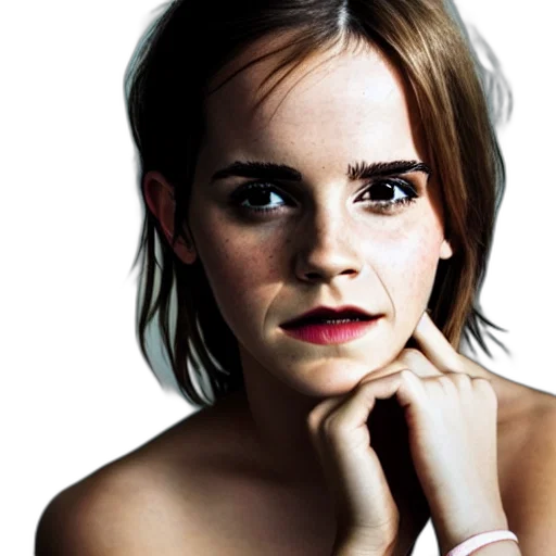 face, dress, photorealistic, cartoon, emma, watson, chrome, reflect transparent PNG cut-out