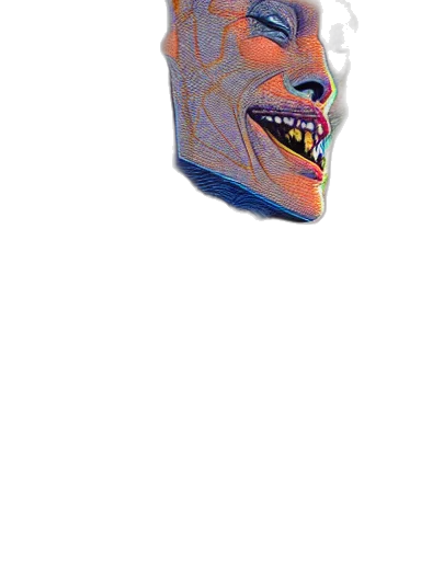 face, mask, creature, robot, vaporwave, 3d render, photorealistic, pixel art transparent PNG cut-out