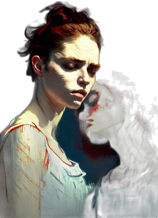 face, photorealistic, comic book art, concept art, fantasy art, fire, outer space, neon lights transparent PNG cut-out