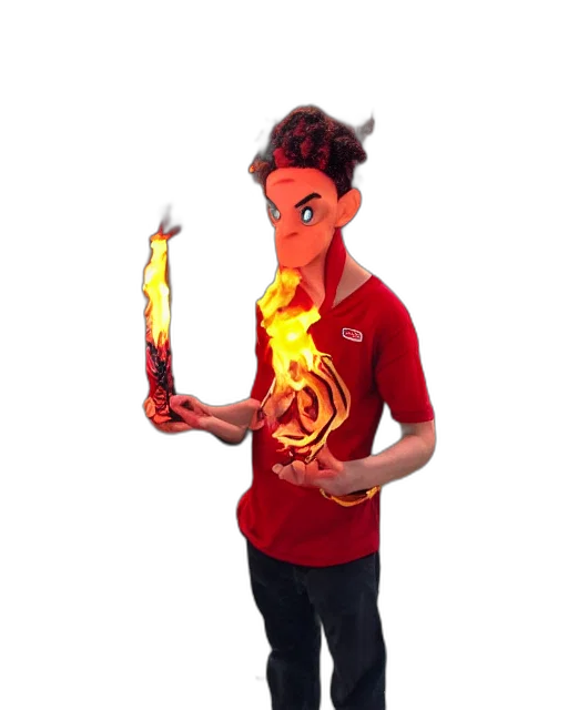 staff, mask, dragon, jacket, 3d render, concept art, cartoon, fantasy art transparent PNG cut-out