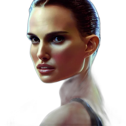 face, robot, photorealistic, oil painting transparent PNG cut-out