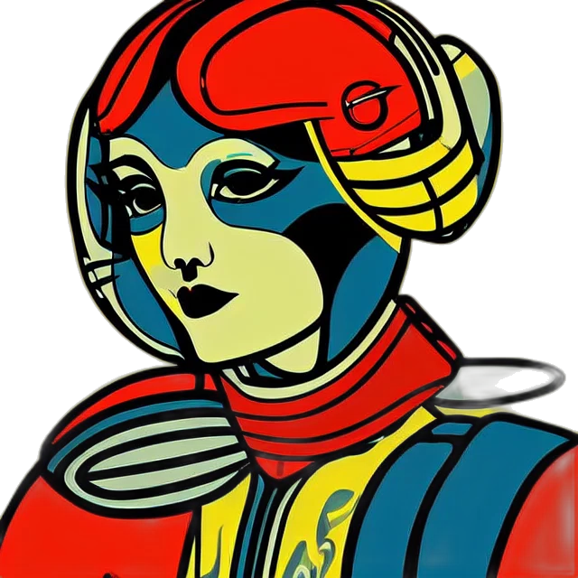 robot, face, mask, staff, comic book art, cartoon, concept art, pixel art transparent PNG cut-out