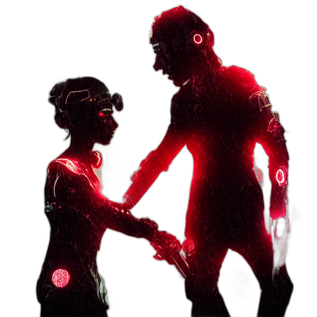 robot, concept art, cyberpunk, 3d render transparent PNG cut-out