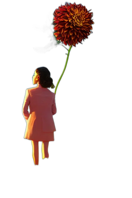 flower, staff, umbrella, jacket, concept art, 3d render, pixel art, photorealistic transparent PNG cut-out