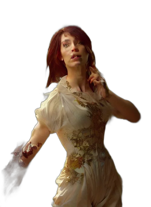 dress, staff, face, concept art transparent PNG cut-out