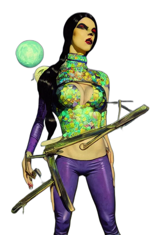 staff, weapon, jewelry, comic book art, concept art, fantasy art, cyberpunk, green transparent PNG cut-out