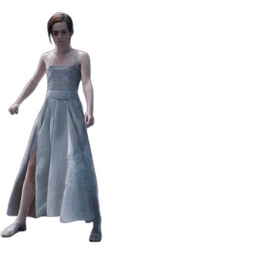 dress, 3d render, concept art, photorealistic, blue, monochrome, full, body transparent PNG cut-out