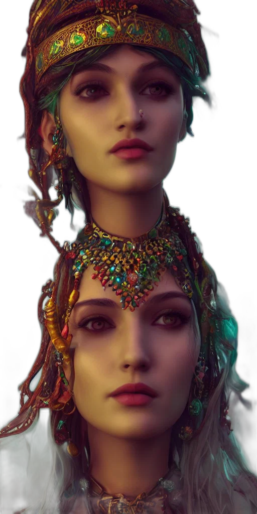 jewelry, crown, face, mask, fantasy art, concept art, photorealistic, 3d render transparent PNG cut-out