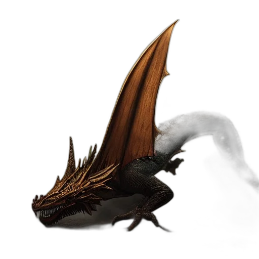dragon, creature, animal, staff, concept art, fantasy art, 3d render, photorealistic transparent PNG cut-out