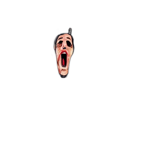 face, creature, mask, hair, pixel art, concept art, 3d render, screaming transparent PNG cut-out