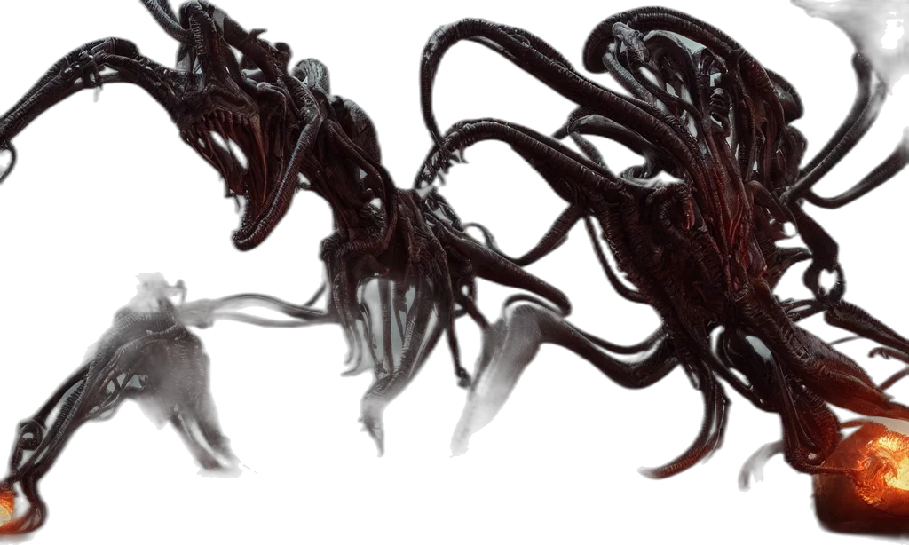 creature, hair, dragon, mask, concept art, 3d render, fantasy art, photorealistic transparent PNG cut-out