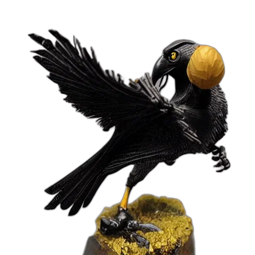 photorealistic, fantasy art, concept art, 3d render, crow, corvid, fighter, monk transparent PNG cut-out