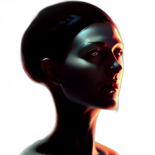 face, mask, robot, crown, photorealistic, concept art, 3d render, cyberpunk transparent PNG cut-out