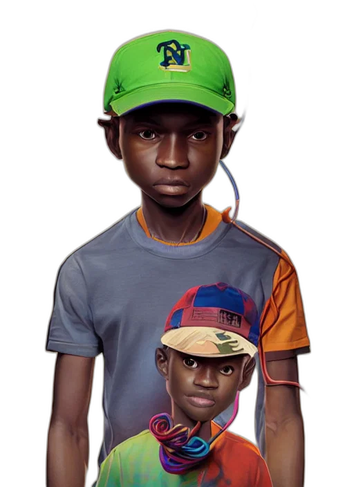 hat, face, photorealistic, concept art, 3d render, cartoon, green, colourful transparent PNG cut-out