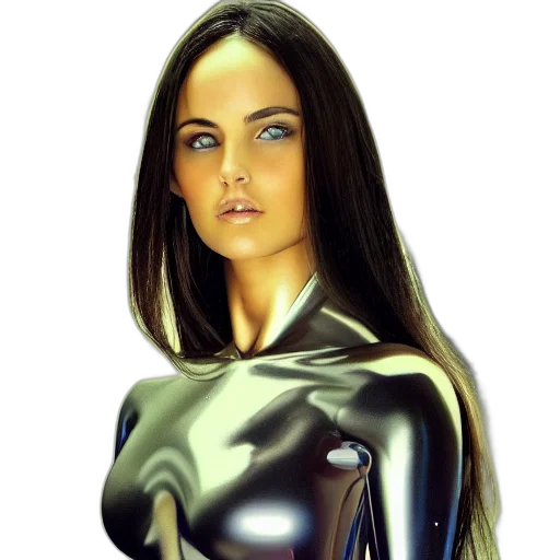 robot, dress, face, comic book art, fantasy art, photorealistic, concept art, outer space transparent PNG cut-out