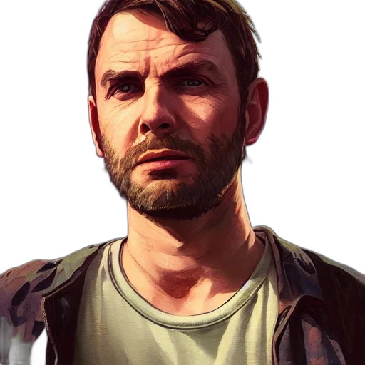 face, jacket, staff, weapon transparent PNG cut-out