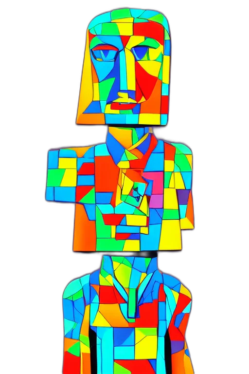 robot, face, crown, staff, pixel art, cartoon, 3d render, concept art transparent PNG cut-out