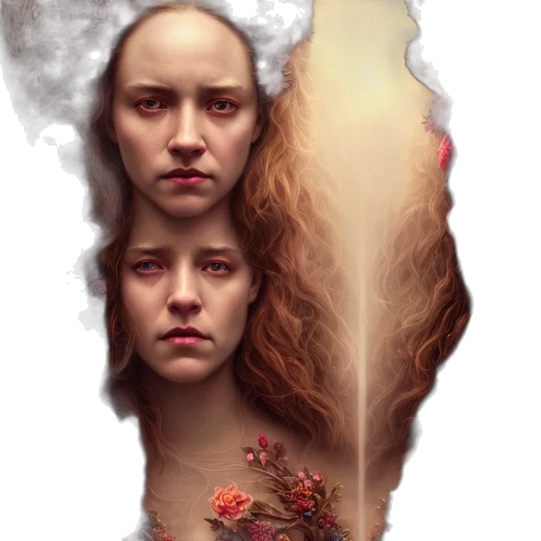face, crown, hair, fantasy art transparent PNG cut-out