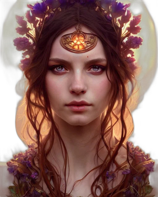 face, crown, jewelry, flower, fantasy art, concept art, photorealistic, comic book art transparent PNG cut-out