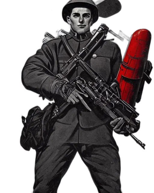 weapon, jacket, staff, concept art, comic book art, pixel art, cartoon, red transparent PNG cut-out
