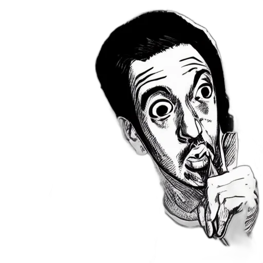 face, staff, cartoon, comic book art transparent PNG cut-out