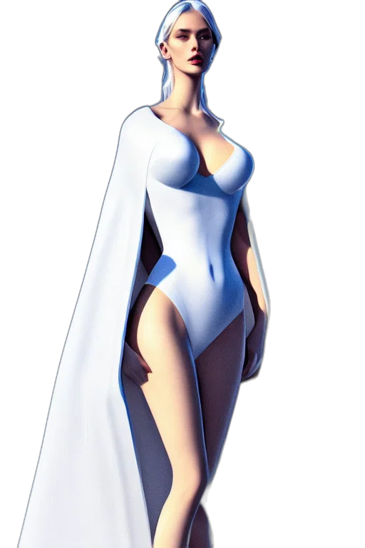 dress, robot, concept art, 3d render, comic book art, fantasy art, blue, detailed transparent PNG cut-out