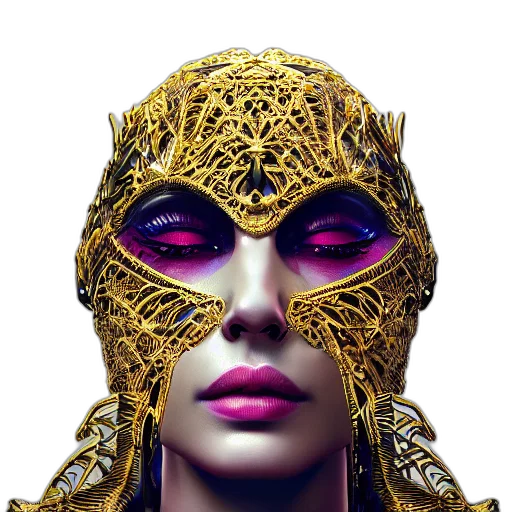 mask, jewelry, crown, face, fantasy art, concept art, 3d render, photorealistic transparent PNG cut-out