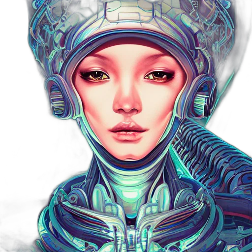 robot, face, cyberpunk, comic book art, fantasy art, concept art, outer space, underwater transparent PNG cut-out